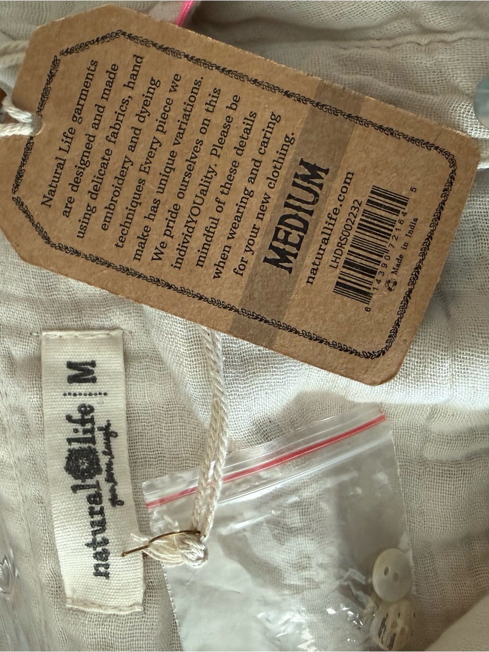 Natural Life Crinkle Cotton Gauze Whipstitch Embroidery Size M - Picture 4 of 5